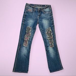 SOLD | Cowgirl Tuff Co. Early 2000’s Vintage Distressed Dark Wash Bootcut Jeans